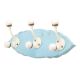 Turquoise Cream Double Loop Ceramic Iron Wooden Hooks